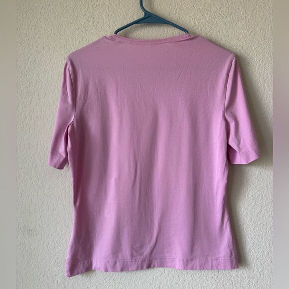 Escada $325 Lavender V-Neck Knit Shirt Sz 40/10 Short Sleeve Cotton Blend Italy - Picture 3 of 5